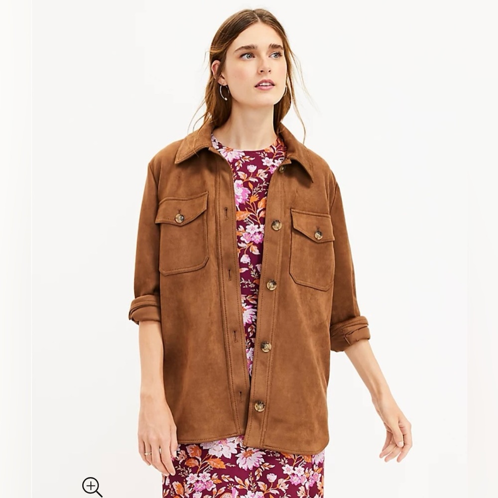 Loft faux suede shirt jacket | brown